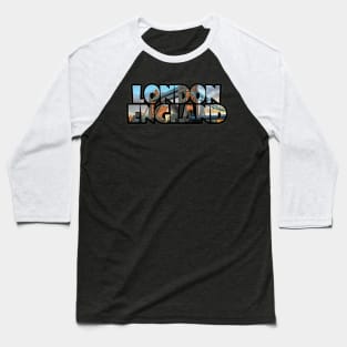 London, England Label with Tower Bridge Baseball T-Shirt